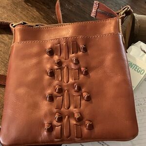 Women's Brown Leather Crossbody Bag with Braided Detail
